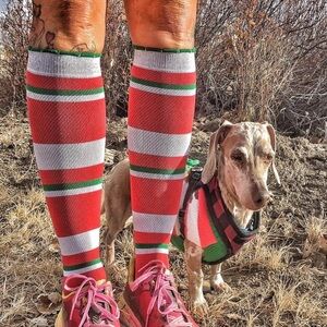 Lily Trotters Christmas Candy Stripes  Compression Sleeves 15-20 mmHG, Size S/M